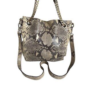 Michael Kors Womens Snake Skin Shoulder Bag With Chain Strap & Crossbody Option